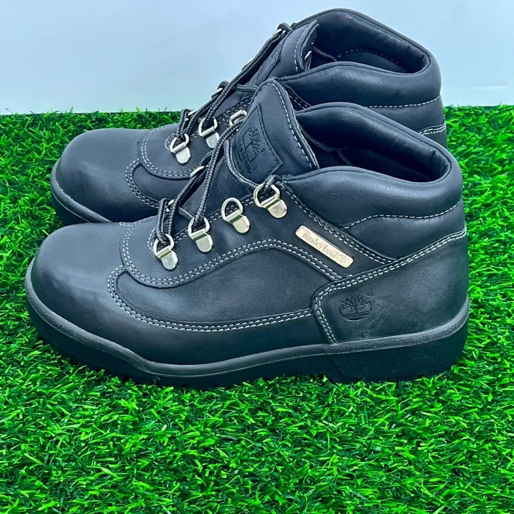 NWOB Timberland Field Triple Black Leather Mid Boots Waterproof‎ Sz 2.5 Unisex